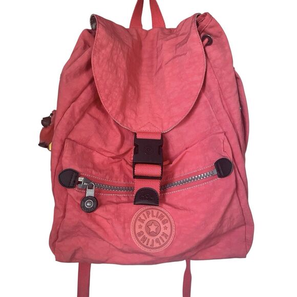 Kipling Keeper Travel Backpack Orange Papaya Ladies Multi Pockets 15 Inch School - Picture 2 of 11